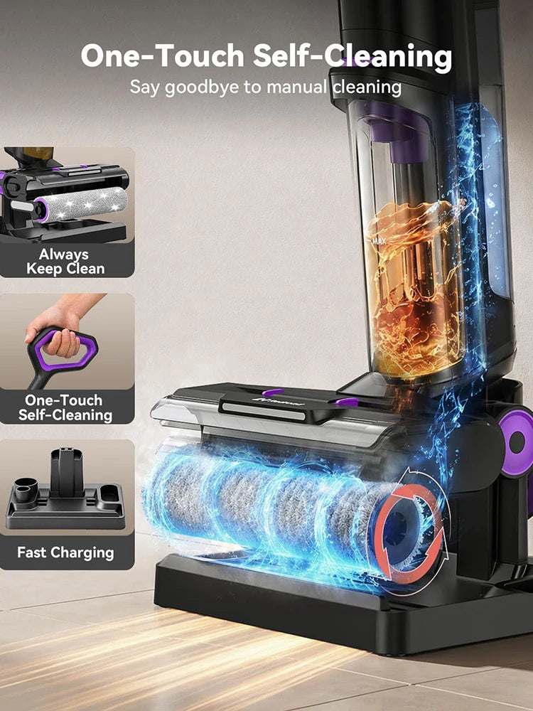 Redroad H15 Wet Dry Vacuum Cleaner 20000Pa,35Mins Runtime Cordless Vacuum Cleaner, Cordless Vacuum and Mop All in One,Self-Cleaning for Hard Floors Sticky Messes and Pet Hair