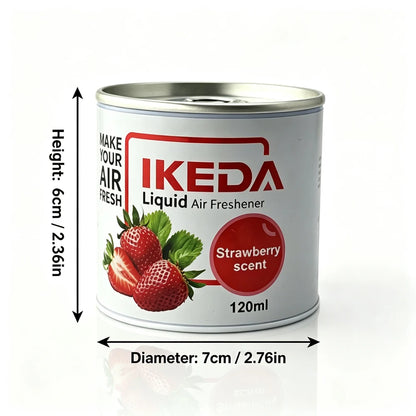 IKEDA 120ml Strawberry Air Freshener Liquid, Long Lasting Car Fragrance, Home Office Deodorizer, Eliminates Cigarette Pet Food O