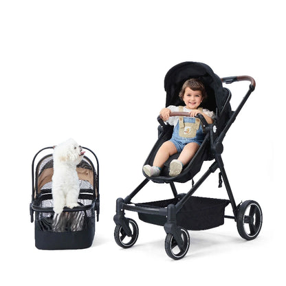 Portable pet stroller, dual-mode stroller that can carry both pets and babies at the same time, multifunctional and foldable,  pet carrier