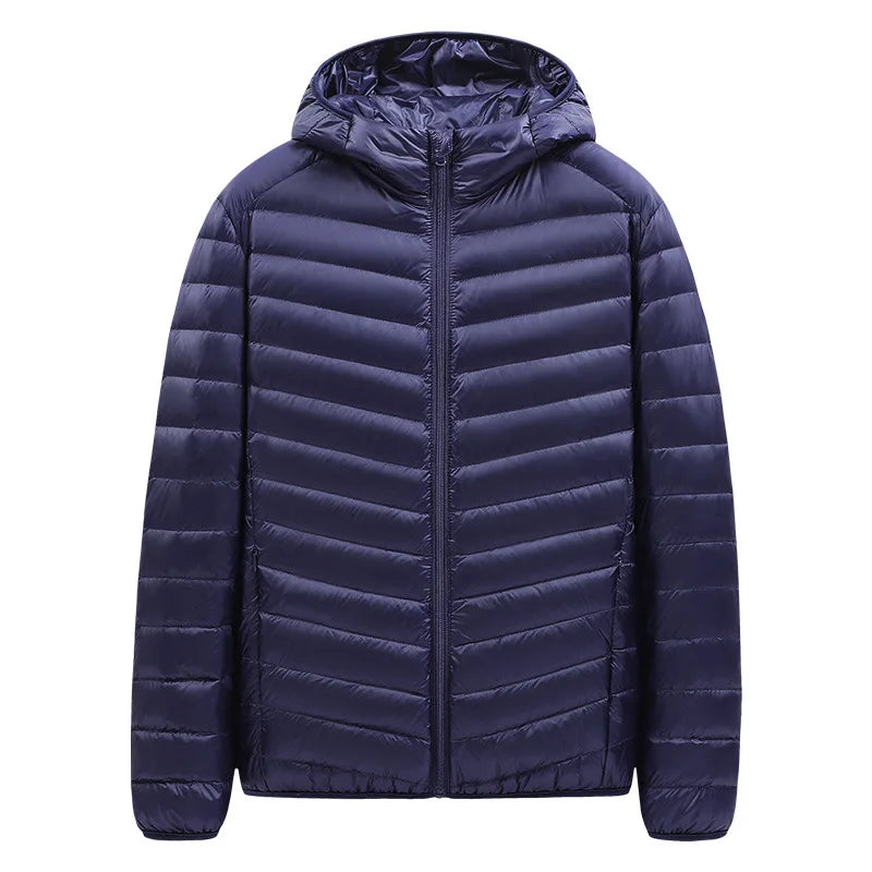 Men's Stand-Collar Hooded Lightweight Down Jacket for Winter - 90% Duck Down, Sporty, Warm & Versatile (Couple Style Available)