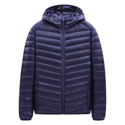 Men's Stand-Collar Hooded Lightweight Down Jacket for Winter - 90% Duck Down, Sporty, Warm & Versatile (Couple Style Available)