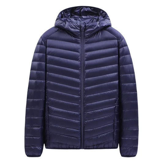 Men's Stand-Collar Hooded Lightweight Down Jacket for Winter - 90% Duck Down, Sporty, Warm & Versatile (Couple Style Available)