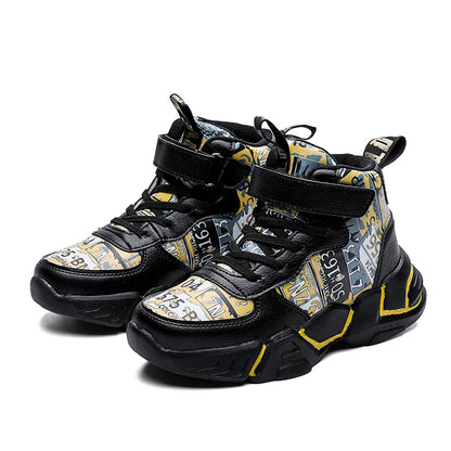 Children Shoes Boy Sneakers Fashion Print Luxury Designer High Top Sneakers Kids Tenis Shoes Boy Sports Casual