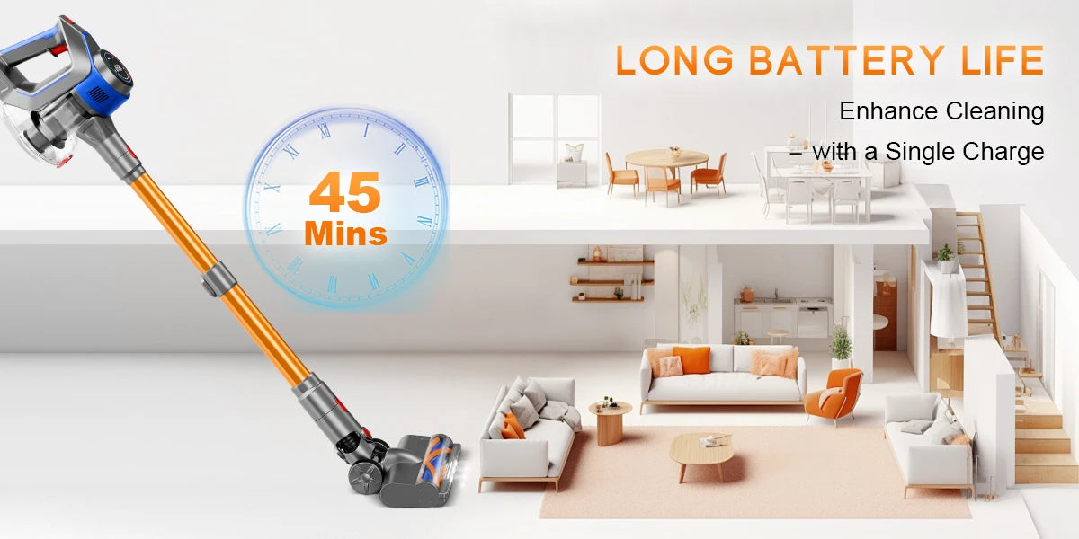 Honki 78KPA Cordless Vacuum Cleaner with LED High Power Strong Suction Wet and Dry Handheld Vacuum Cleaner for Pet Hair Carpet