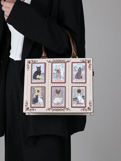 2025 High-end fashion summer new handbag female bag niche design Tarot tile tote bag large capacity Y2K cute cat bag strange win