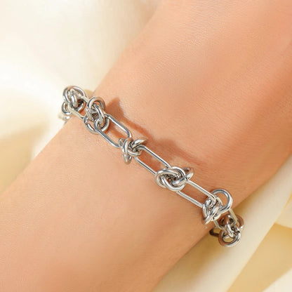 GANPUP 316L Stainless Steel Metal Beads Charms Bracelet Bangle for Women Texture Trendy Wrist Chain Jewelry Gift Bijoux Femme