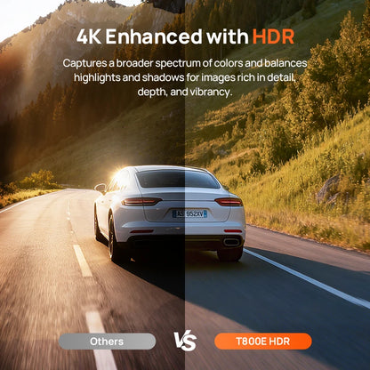 70mai 3-Channel Dash Cam T800E 4K HDR F1.55 Aperture Supercapacitor Voice Control GPS Car DVR 70mai T800E WiFi 6 5GHz