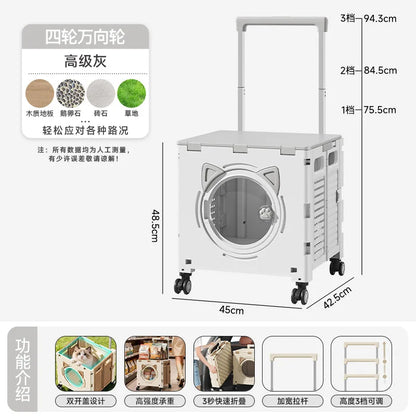 Pet outdoor pet travel trolley cat dog trolley folding shopping cart supermarket household