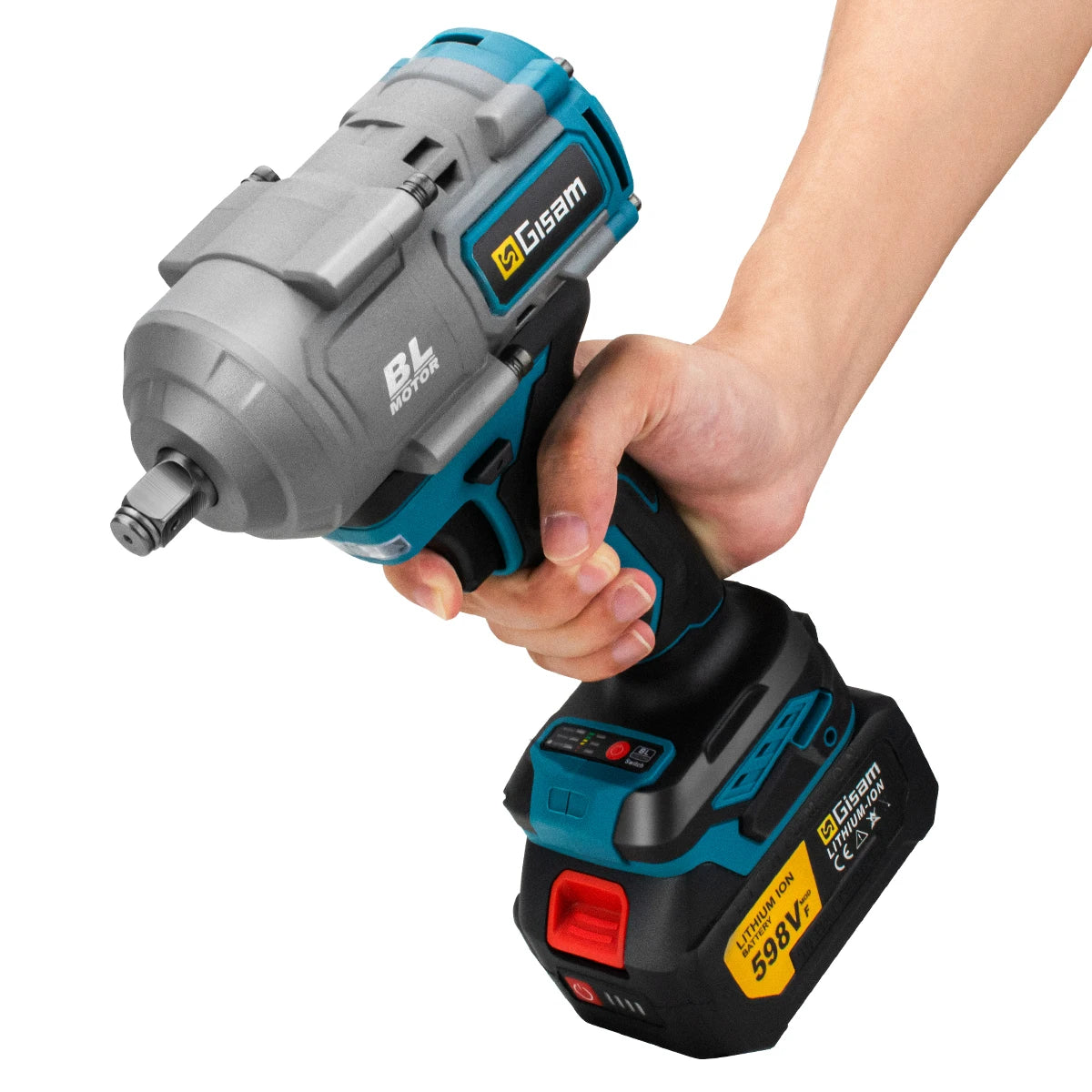 Gisam 2000N.M Brushless Electric Impact Wrench 1/2 inch Cordless Screwdriver Drill 3Gear Electric Wrench Power Tool For Makita 18V Battery Pin