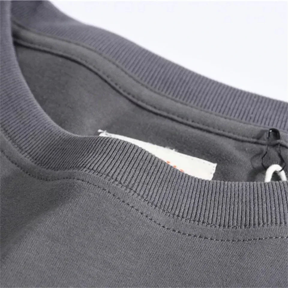 Embroidered 100% Pure Cotton Round Neck Long Sleeved Leisure Sports T-shirt for Men's High-quality Casual Outdoor Sports