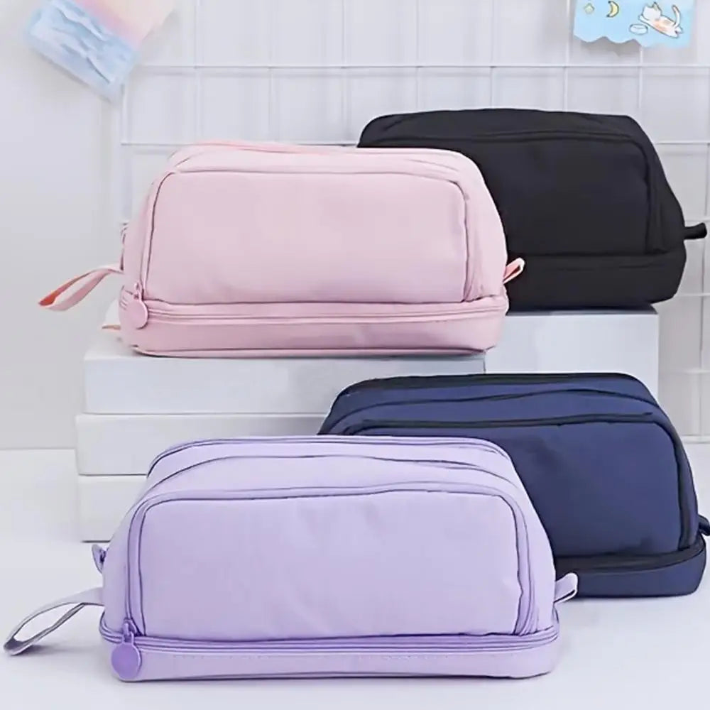 Macaron Color Large Capacity Pencil Case Multi Layer Compartments Eco Friendly Material Zipper Closure for School Storage Bag