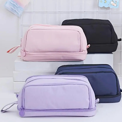 Macaron Color Large Capacity Pencil Case Multi Layer Compartments Eco Friendly Material Zipper Closure for School Storage Bag