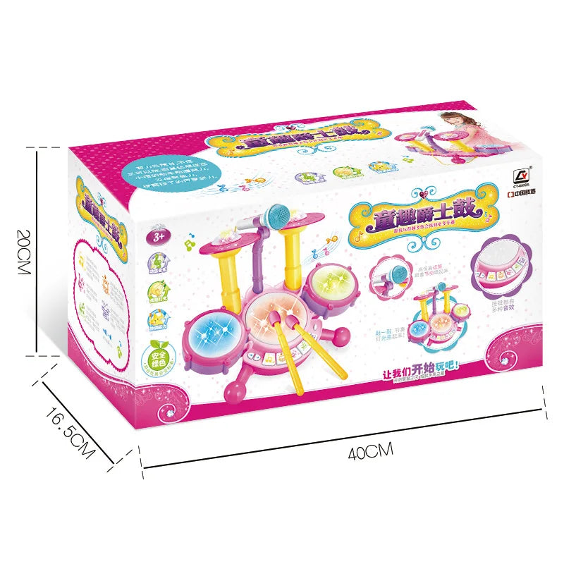 Kids Jazz Drum Set Toddlers Musical Instruments Baby Percussion Educational Learning Toys with Microphone Gifts for Boys Girls