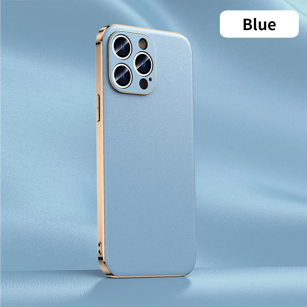 LANGSIDI Luxury Ultra Thin Shockproof Leather Case For iPhone 17 16 Pro Max 15 Plus 14 13 12 11 Air Lens Protective Cover