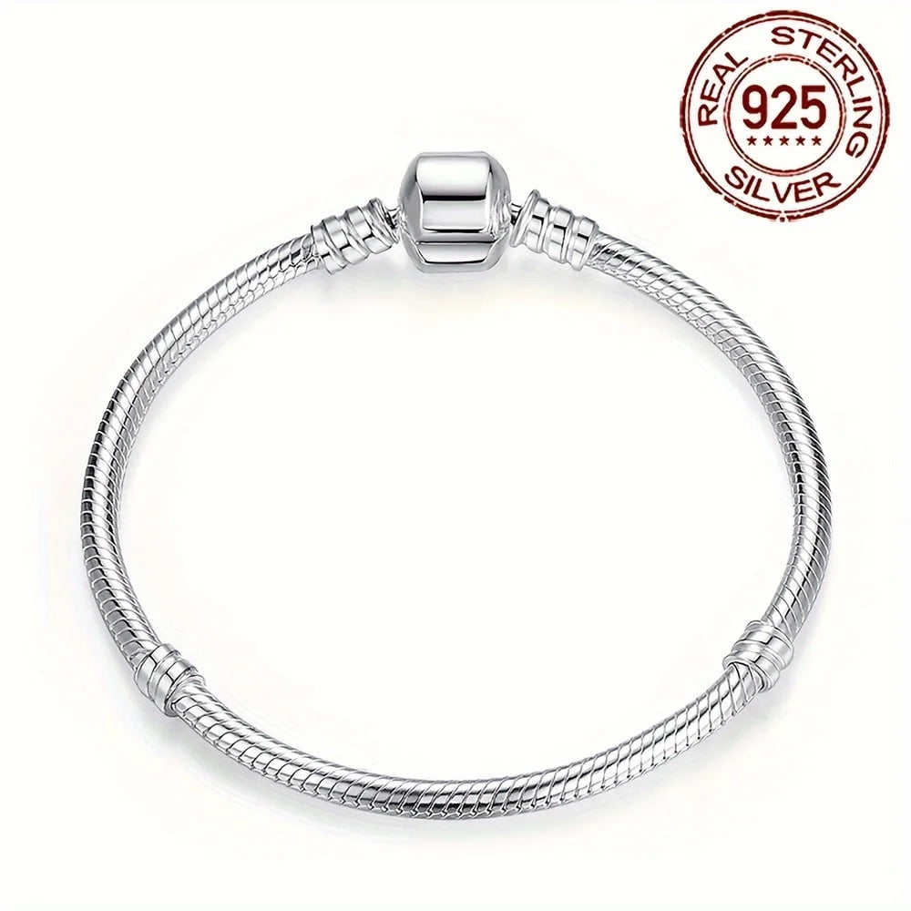 Handmade Original Fine Jewelry 925 Silver Charm Bracelet Soft Smooth Snake Bone Bracelets for Women
