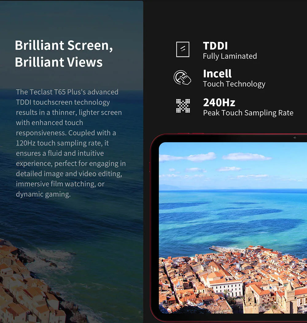 Teclast T65 Plus Tablet 13.4" 120Hz IPS Android 15 20GB RAM(8GB+12GB) 256GB ROM Helio G99 10000mAh 18W Fast Charging GPS T65Plus