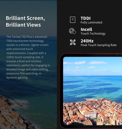Teclast T65 Plus Tablet 13.4" 120Hz IPS Android 15 20GB RAM(8GB+12GB) 256GB ROM Helio G99 10000mAh 18W Fast Charging GPS T65Plus