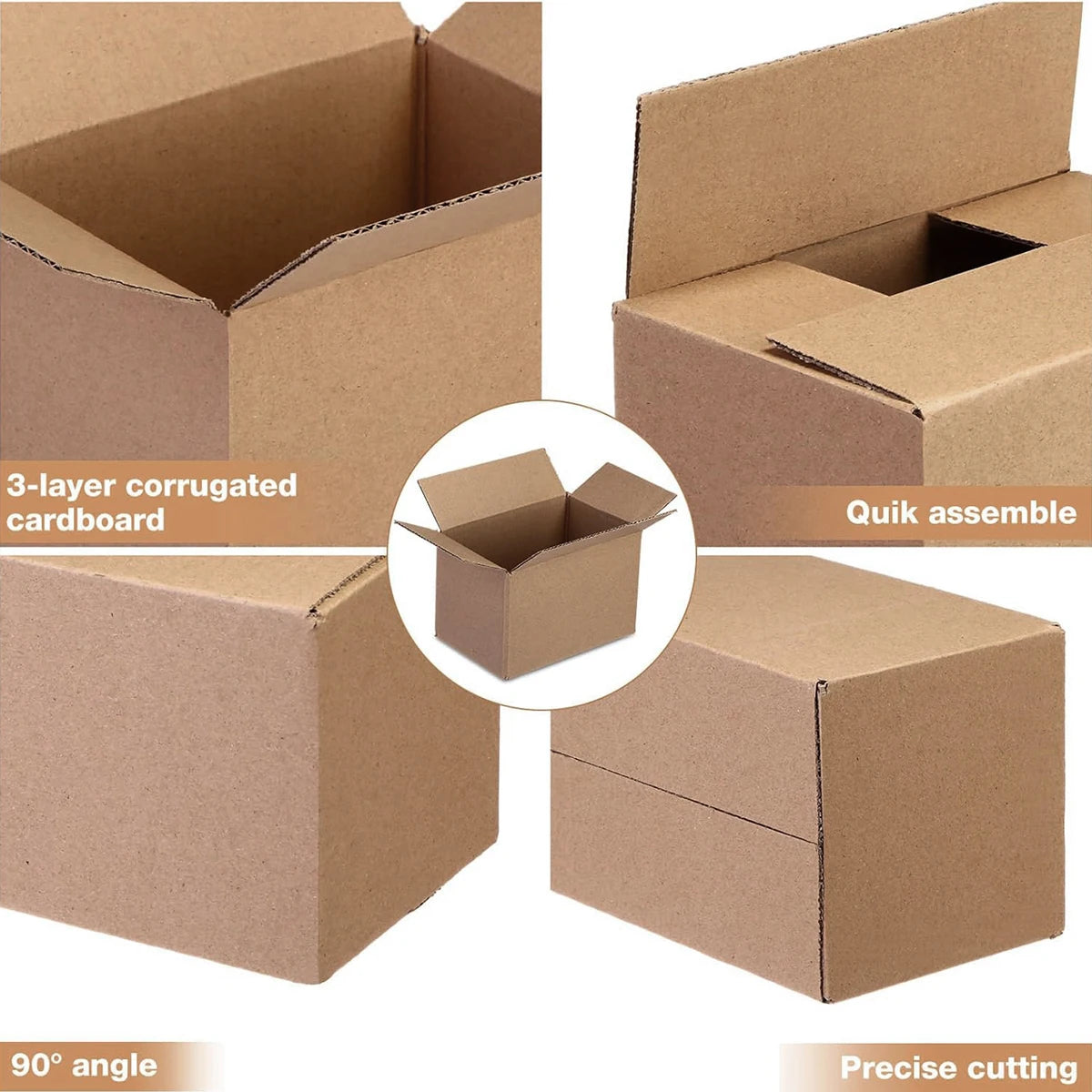 Mailing Shipping Boxes, 7.6x3.94x5.1inches, Brown Corrugated Cardboard Mailer Box With Lids, Single Wall, 32Lb/sq inch,