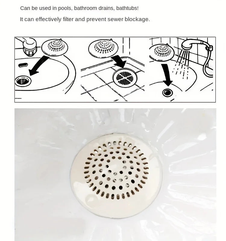 3pcs Hair Catcher Shower Drain - Anti-Clog Kitchen Sink & Bathtub Strainer, Lightweight Oval Design for Efficient Water Flow