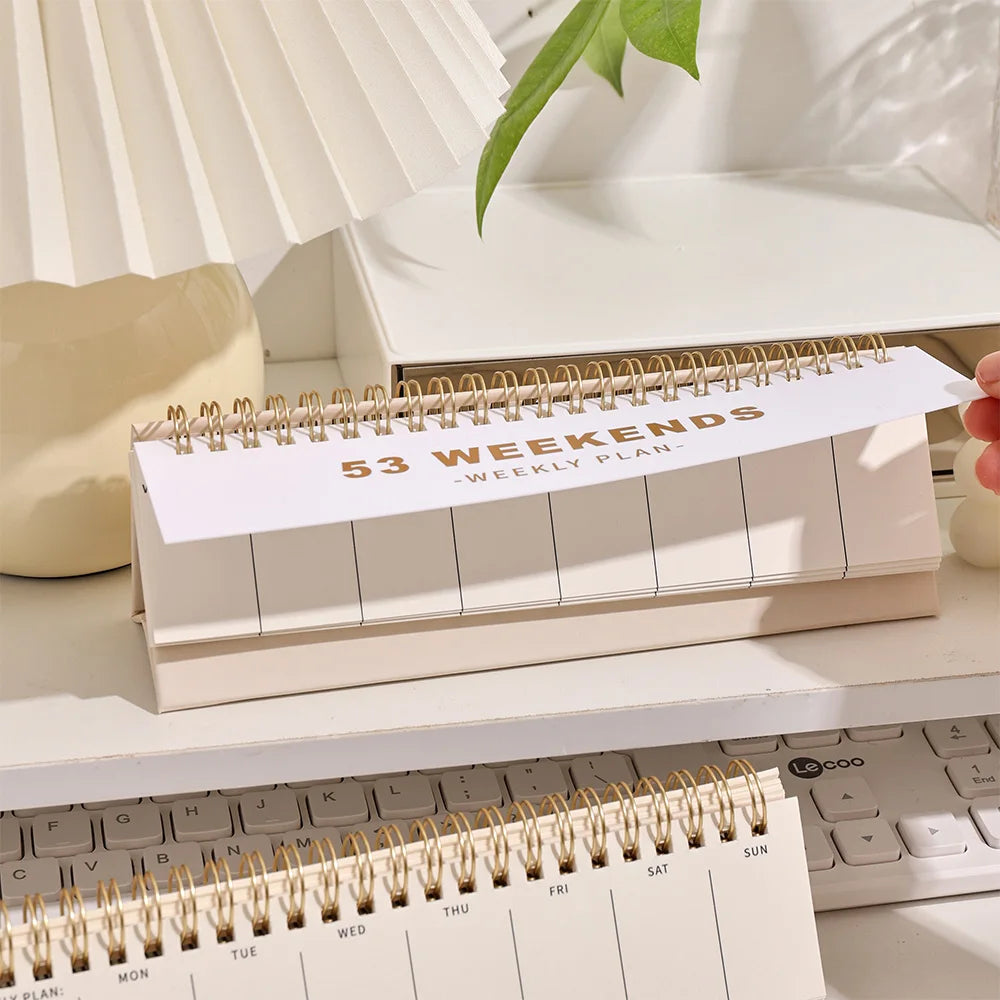 53 sheets Simple Horizontal 53 Weekends Weekly Plan Undated Coil Spiral Weekly Planner Student Schedules Memo Pad Plan Calendar