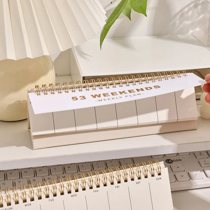 53 sheets Simple Horizontal 53 Weekends Weekly Plan Undated Coil Spiral Weekly Planner Student Schedules Memo Pad Plan Calendar