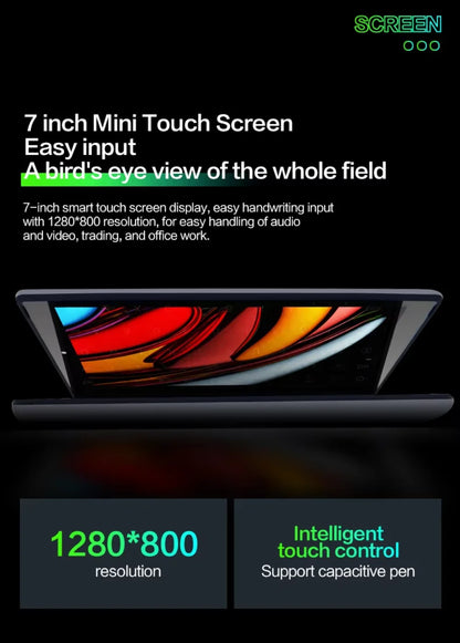 7 inch Pocket Laptop N95 Notebook Touch Screen Portable Netbook Win 11 Pro 8GB 16GB+1TB Mini PC Micro Computer Bluetooth 4.2