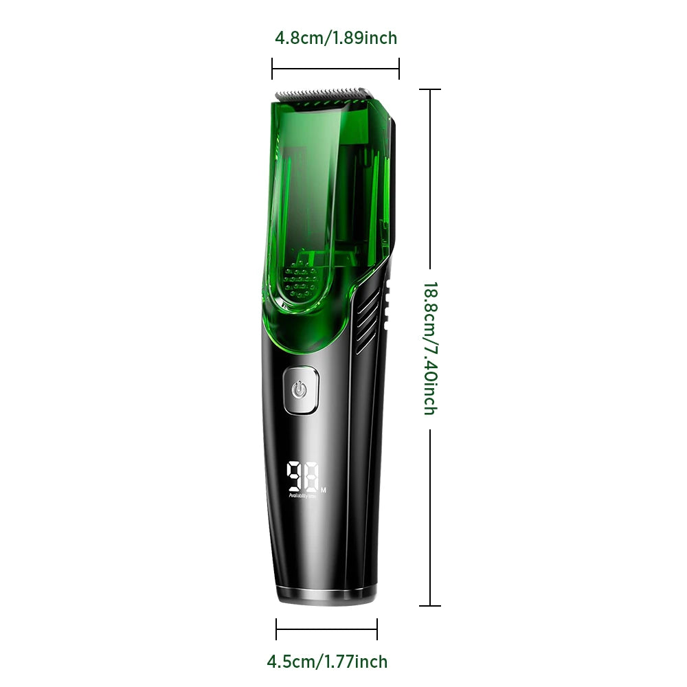 Cordless Men Beard Trimmer Rechargeable Electric Shaver Vacuum Hair Clipper For Mustache Sideburns Waterproof Shaving Machine