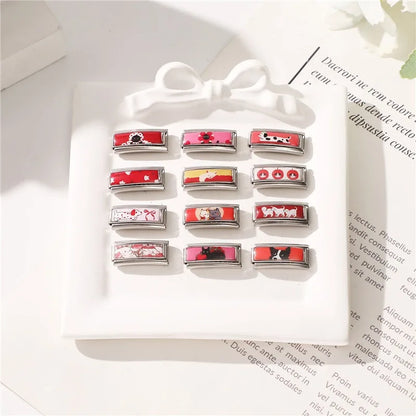 2025 New Women's Gift Cute Rabbit Cat Dogs Italian Charms Links Beads Fit 9mm Stainless Steel Modular Modular Bracelet Jewelry