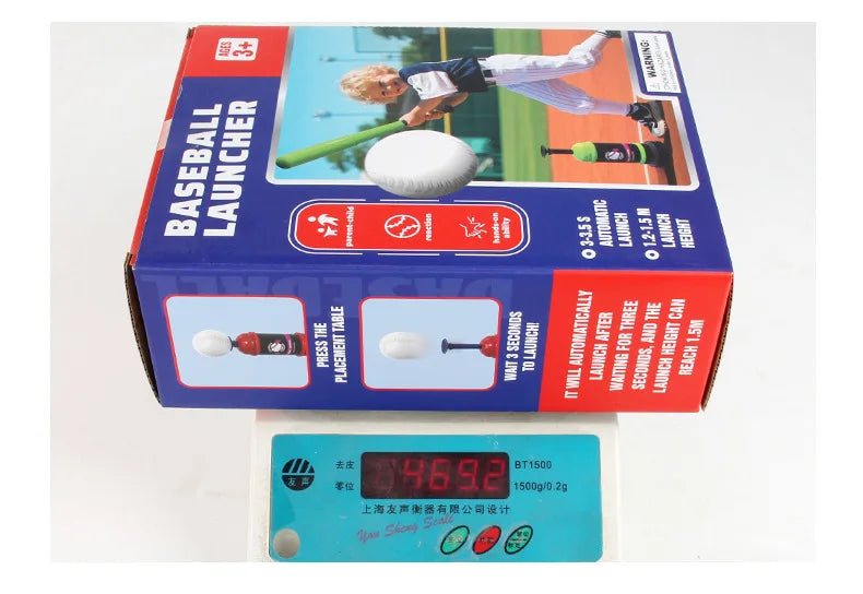 Boys Baseball Pitching Machine Toys Set with Carry Bag Ground Pegs Soft Baseball Outdoor Sports Games Training Toy Kids Gift