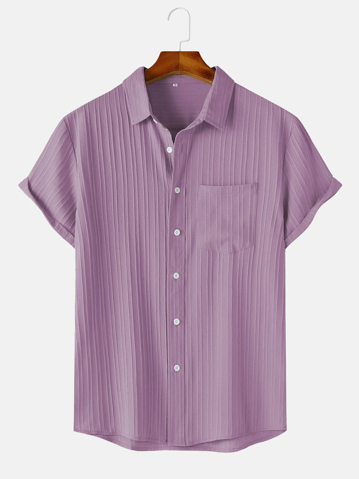 Men's  Comfortable Shirt Summer Beach Men's Shirt   Men's Short Sleeve Shirts  Solid Color Casual Short Sleeve Shirt