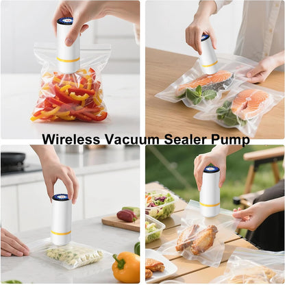 Electric Air Pump Vacuum Sealer Pump Rechargeable Automatic Sealing Machine with Reusable Vacuum Sealer Bags Food Packaging Bag