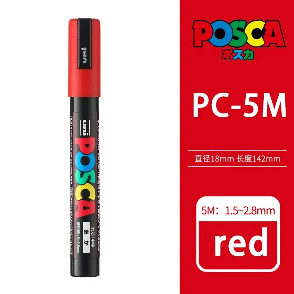 1pcs Japan UNI POSCA Markers PC-1M/3M/5M Acrylic Graffiti Pen Waterproof DIY Stackable Color Art Painting School Supplies