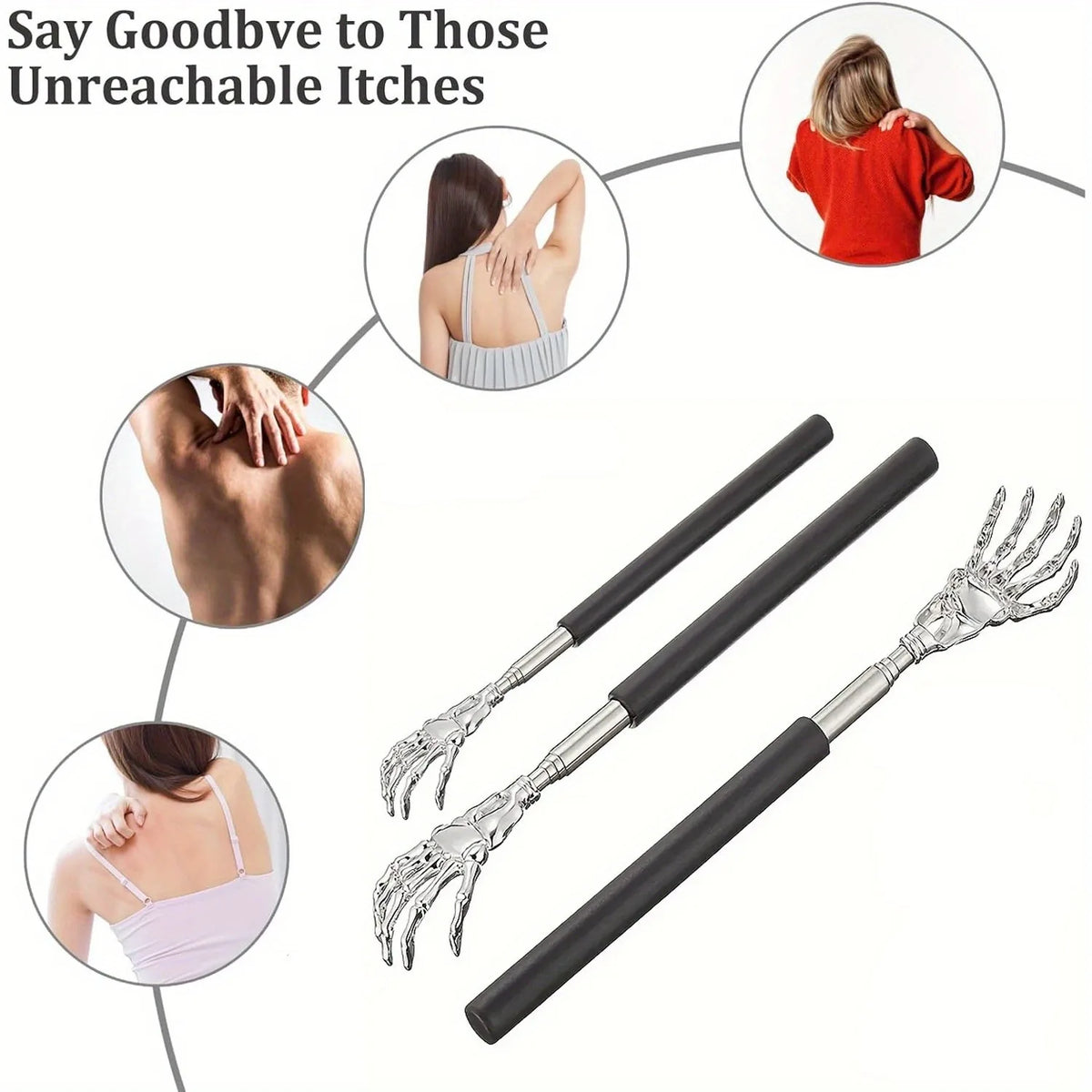 Skull Palm Telescopic Back Scratcher Hand Massager backslap with Rubber Handles Fun And Novel Tool For Decompression Hand Stick