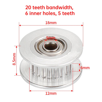 GT2 Idler Timing Pulley 16-tooth 20-Teeth with 3mm or 5mm Bore with Bearings for 3D Printer Parts Timing Belt 6mm 10mm