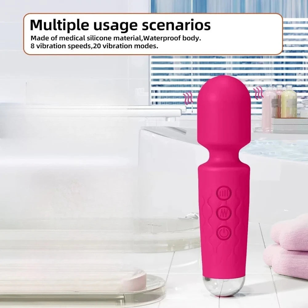 AV Vibrator Wand Personal Massager Clit Stimulator Sex Toy for Women 20 Patterns 8 Speeds Rechargeable Mini Vibrators Adult Toys