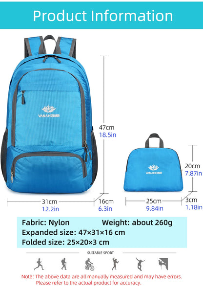 23L Packable Backpack Foldable Ultra Light Outdoor Duffle Bag Big Folding Knapsack Hiking Travel Rucksack Mountaineering Daypack