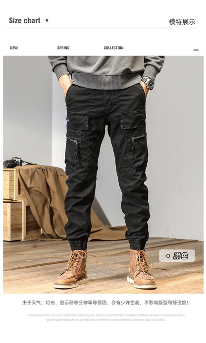 CAAYU Joggers Cargo Pants Men Casual Y2k Multi-Pocket Male Trousers Sweatpants Streetwear Techwear Tactical Track Gray Pants Men