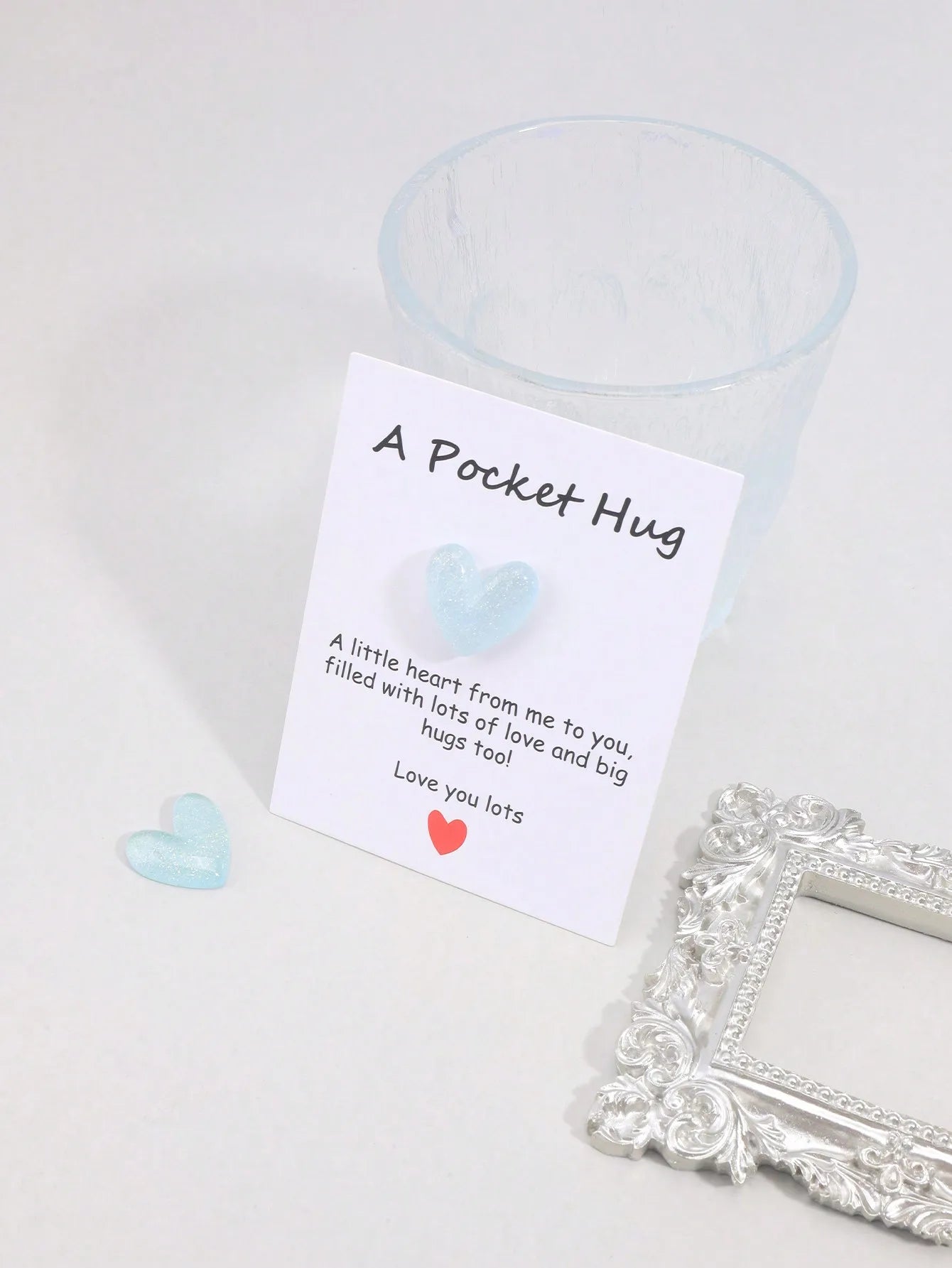 4 Pack Small Cute Pocket Hug Cards, Heart Shape Encouragement Greeting Cards, Mini Love Cards for Birthday Valentine