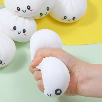 Colorful Dumpling Squishes Stress Balls Fidget Sensory Toys Simulation Food Squishies Bun With Steamer Dough Ball Gifts