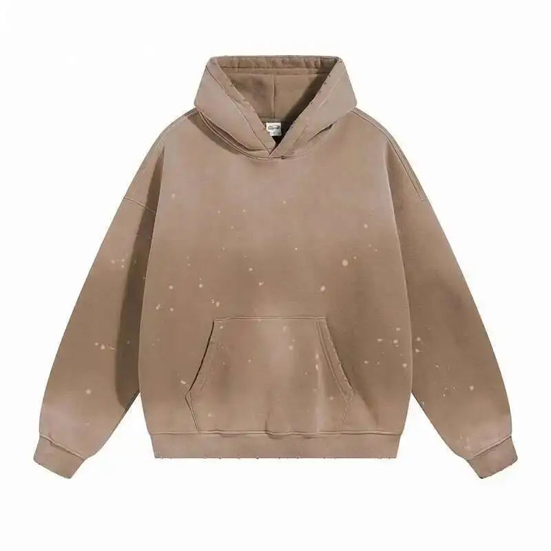 IEFB Washed Male Set Sweatshirt Sweatpants Splash-ink White Spray Dye Velvet Hoodies Autumn Spring New Trendy Male Wear 9W125
