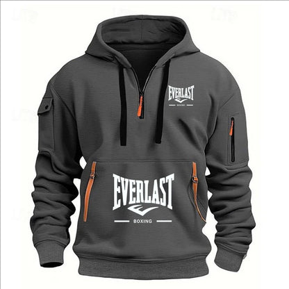 Fashion autumn and winter men's brand clothing multi-zipper design printed hoodie casual sweatshirt loose hooded jumper