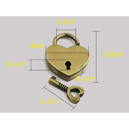 Travel Diary Book Suitcase Jewelry Box Heart Shape Padlock Key Lock Mini Padlocks Antique Style