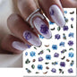 3d Nail Art Decals Elegant White RoyalBlue Roses Flowers Adhesive Sliders Nail Stickers Decoration For Nail Manicure