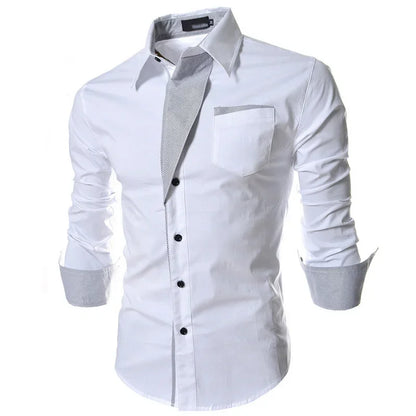 Mens Striped Shirts Business Slim Fit Male Shirt Black White 2025 Long Sleeved Social Clothes Camisa Masculina Vetement Homme