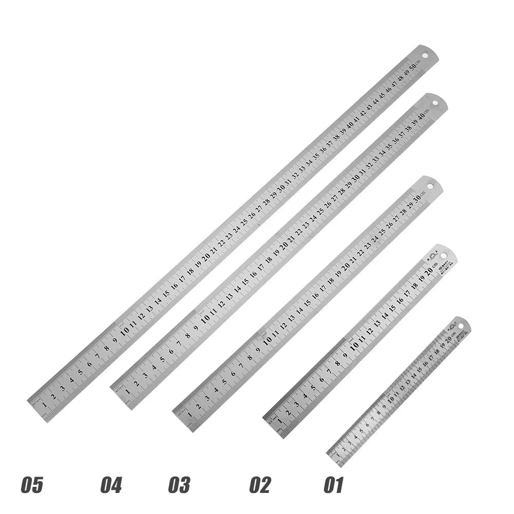 Stainle Steel Metal Straight Ruler Precision Double Sided Precision Measur Tool Scale Metric Ruler 15-50cm The Scale table Clear