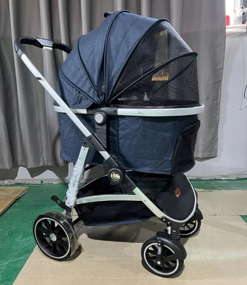 STLFHot Sale 3 in 1 Lightweight Aluminum Pet Stroller 4 Wheels Foldable Multifunction Travel System for Small Medium Dogs Cats