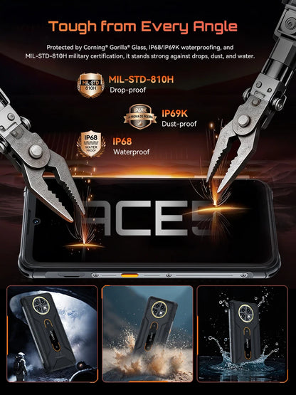 Rugged Smartphone Android 16, Cubot KingKong ACE 5, 20GB RAM(8+12GB), 256GB ROM, 10200mAh Battery, 6.745" 120Hz Screen, 48MP,NFC