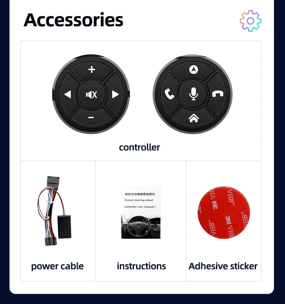 Junsun Universal Car Wireless Steering Wheel Control Button for for Android Autoradio 8 Key Functions Cup Shape With LED Light