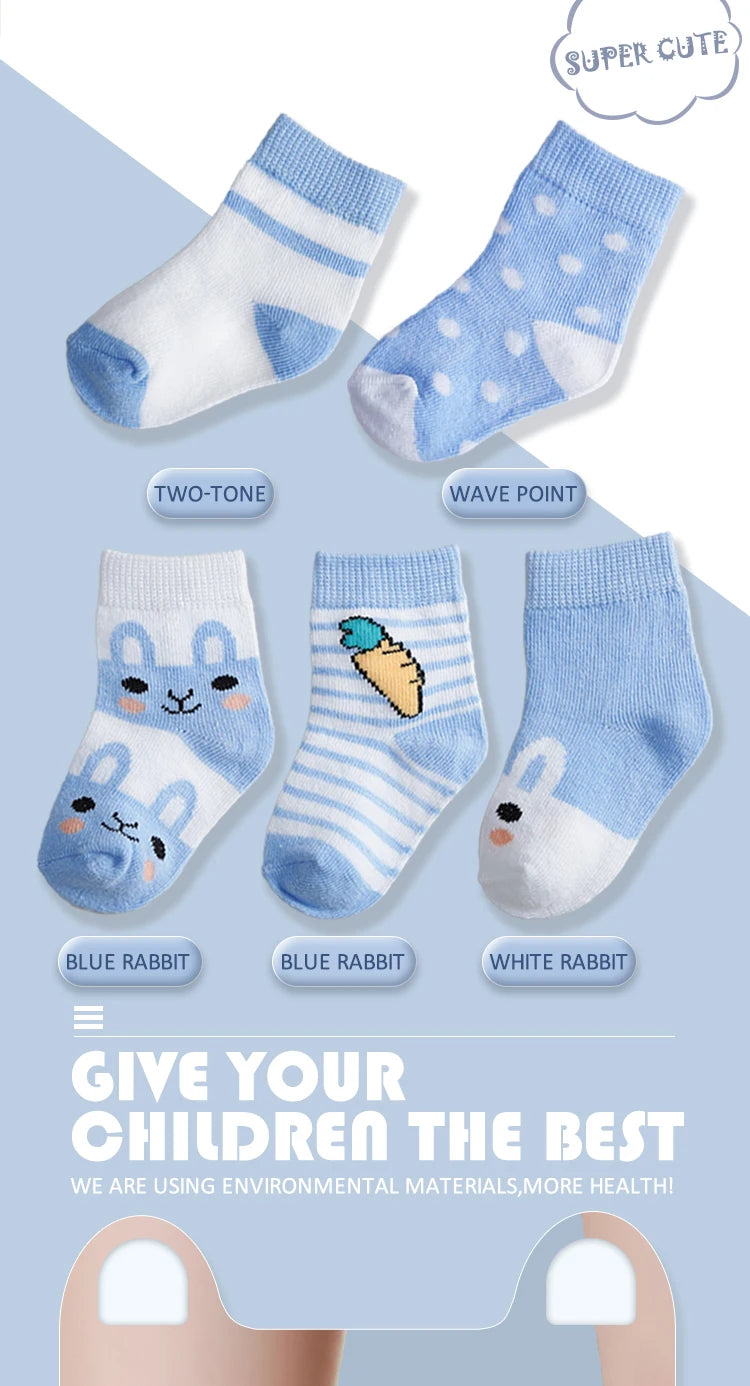 5Pairs/Lot Cotton Kids Anti-Slip Winter Socks Casual Baby Boys Girls Sock Floor Children's Socken With  Grips Kids For 0-8 Years