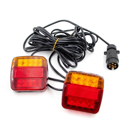 1Set 12V Universal 16 LED Rear Towing Trailer Tail Light 10m Cable 7 Pin Brake Stop License Number Plate Lamp Waterproof Lights